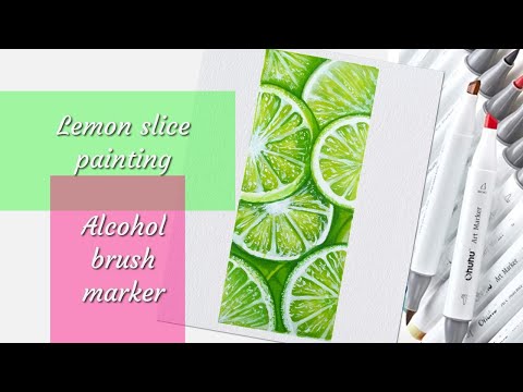 How to Draw Lemon Slice with Alcohol Brush Marker || Easy Color Drawing & Painting