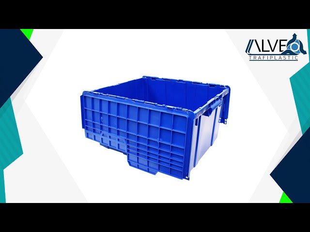Vídeo relacionado con Eurocontenedor + tapa con bisagra ED 64/12 HG 24 l caja de plástico 60 x 40 x 13,5 cm, asas cerradas | Contenedor Industrial caja de almacenamiento