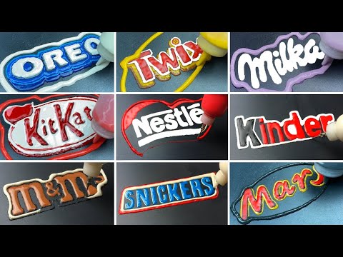 10 Famous Chocolate Brands Logos Pancake Art - Oreo, Twix, M&M’s, Snickers and others