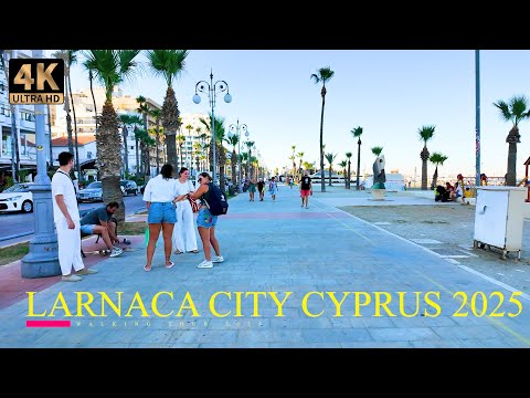 Larnaca City Cyprus 4K Walking Tour 2025 | Beautiful Seaside Walk