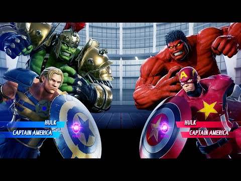 Gladiator Hulk & Gladiator Cap vs Red Hulk & Red Cap (Very Hard) Marvel vs Capcom | 4K UHD Gameplay