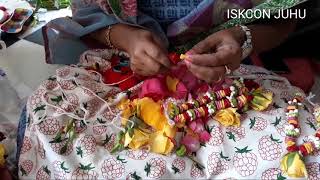 Making Garlands for the Lordships  ISKCON JUHU