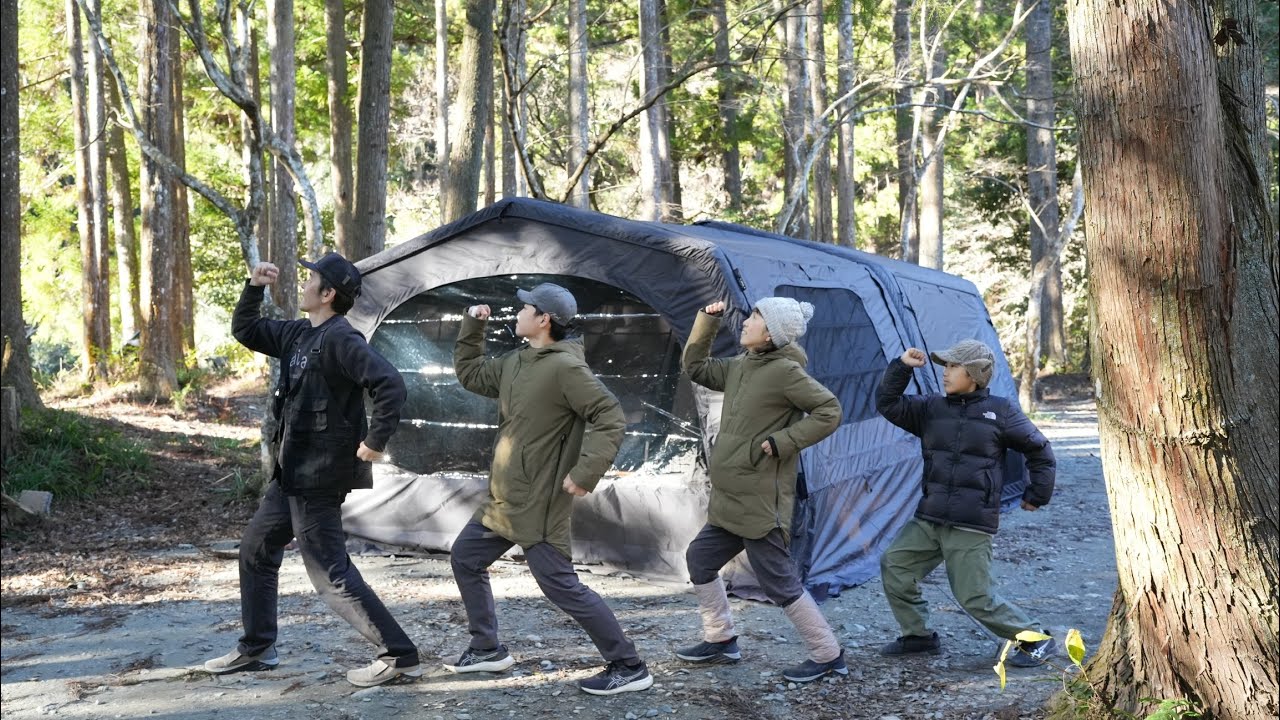 家族で楽しむ 冬のファミリーキャンプ ／ KZM OUTDOOR AON T-250 エアシェルター ／ 石神の里