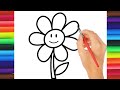 Flower Easy Drawing Painting and Coloring for kids Toddler Kids Art Easy coloring pages