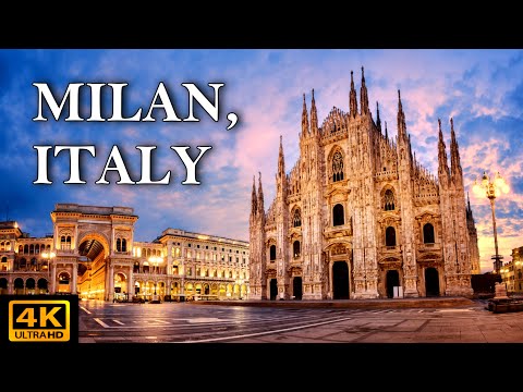 [4k] Evening walk in the CENTER of MILAN (from Duomo square to Sforza castle), Italy