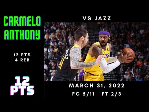 Carmelo Anthony 12 PTS, 4 REB vs Jazz - Mar 31, 2022