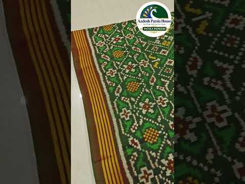 Green Jad Motifs Single Ikat Patola Saree 8 Ply Silk