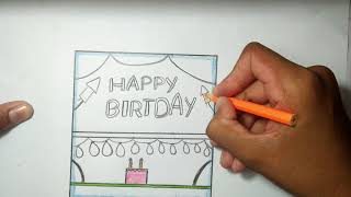 "How to Draw a Happy Birthday Card for Kids | Fun Step-by-Step Tutorial for Easy Birthday Drawings!"