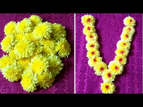 కాడలతో పని లేకుండా చామంతి పూల మాల/Chamanthi Flower Garland inTelugu