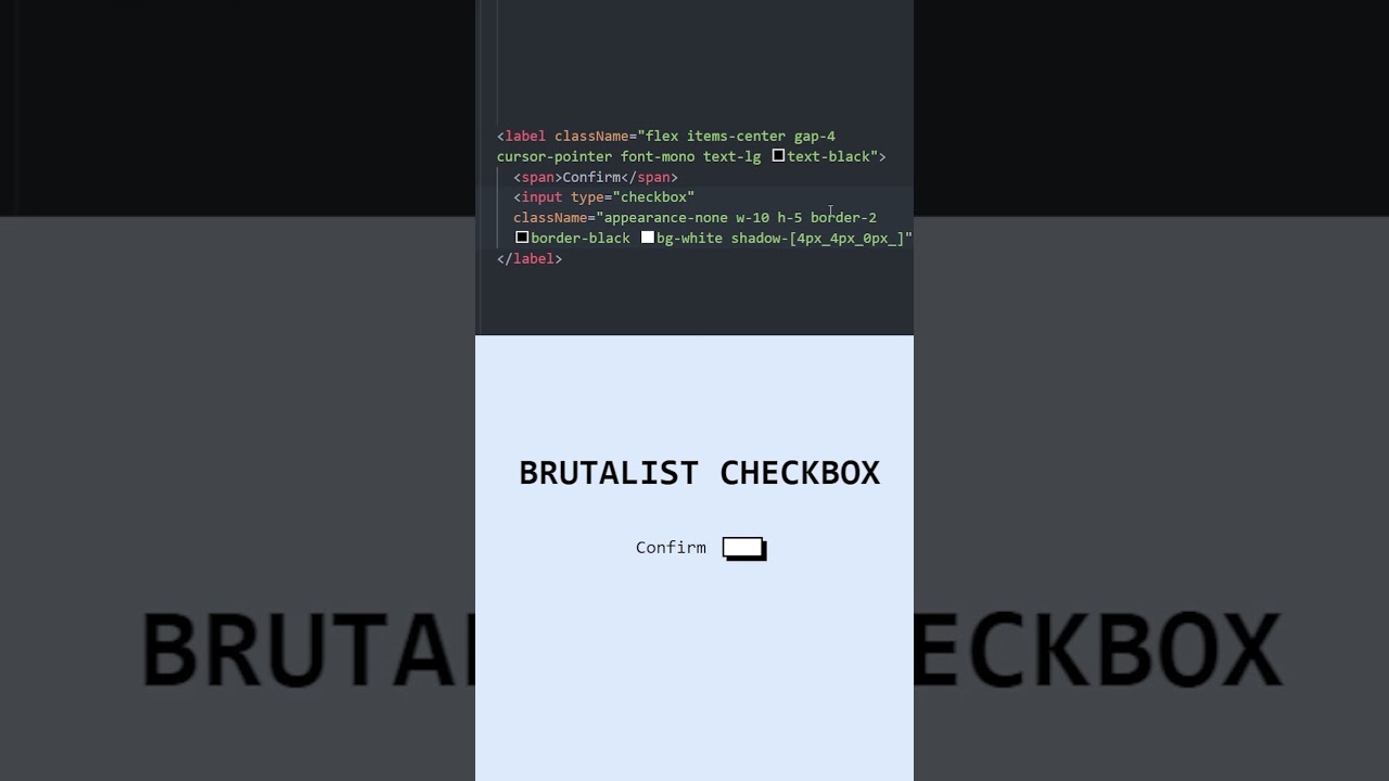 Create a Checkbox with a Brutalist Design using Tailwind #code #coding #web #programming #css #html