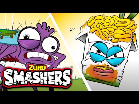 SMASHERS! Off Roach Vs Noodles + More Kids Cartoons! | Zuru | Smashers World | Animated Stories