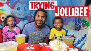 TRYING JOLLIBEE MUKBANG : OUR FIRST TIME! (JOLLIBEE TASTE TEST KIDS)
