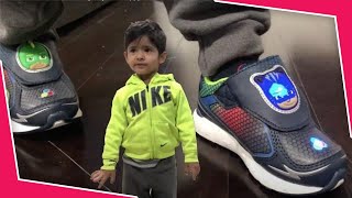 Toddler wearing his first pair of lighted pj mask shoes ZAYNN&#39;S ADVENTURE