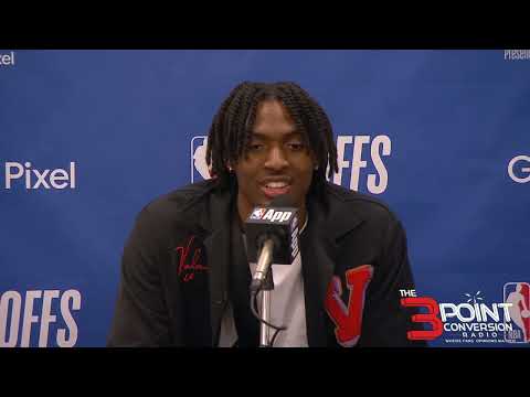 76ers guard Tyrese Maxey post-game presser after their 112-106 overtime win over the Knicks