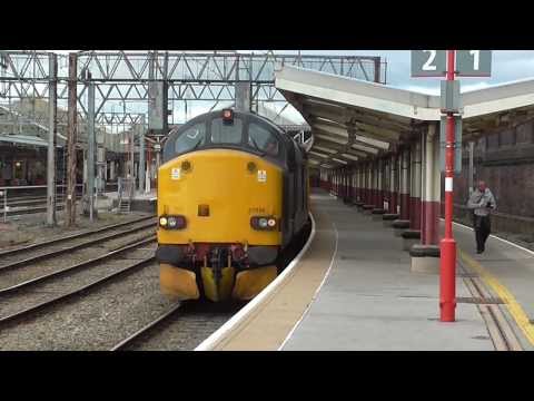 DRS Class 37 No's 37606 TnT 37608 on 1Q13 Derby RTC - Crewe C.S @ Crewe on 10.10.13 - 1080HD