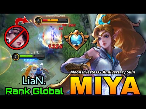 Miya Moon Priestess New Anniversary Skin Gameplay! - Top Global Miya by LiaN. - MLBB