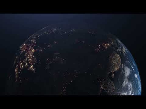 Background Visual Effects. 1 Hr. of Spinning Earth North - Day & Night - Loop 4K UHD 3D