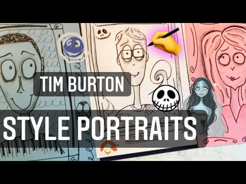 How to DRAW Tim Burton Style Portraits - Step by Step PROJECT For Kids #mrschuettesart