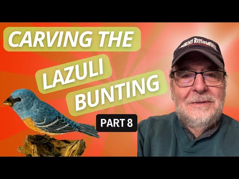 Carving the Lazuli Bunting -  Part 8: Marking and burning the bunting's head