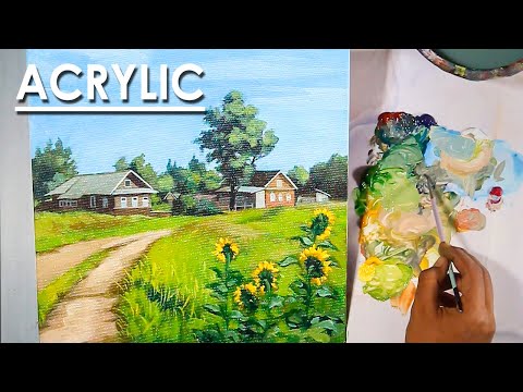 Summer Village Acrylic Painting