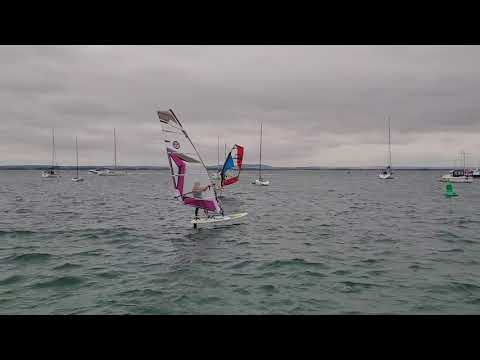 Foiling at HISC on a Tahe Techno Wind Foil 130 in rather light winds with a 5.9m sail.