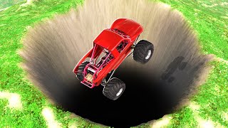 MONSTER TRUCK vs 100,000FT DROP! Jumps &amp; High Speed Crashes