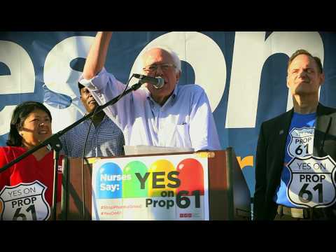バーニー・サンダースがプロップ61のために演説! (Bernie Sanders speaks for Prop 61!)