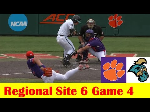 Coastal Carolina vs #6 Clemson Baseball Highlights, 2024 NCAA Regional Site 6 Game 4