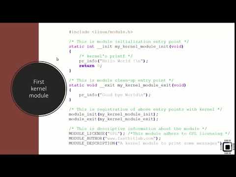 Linux device driver lecture 8 : Writing a kernel module and syntax