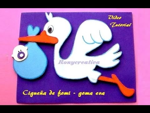 CIGUEÑA PARA BABY SHOWER EN FOAMY O GOMA EVA / Ronycreativa