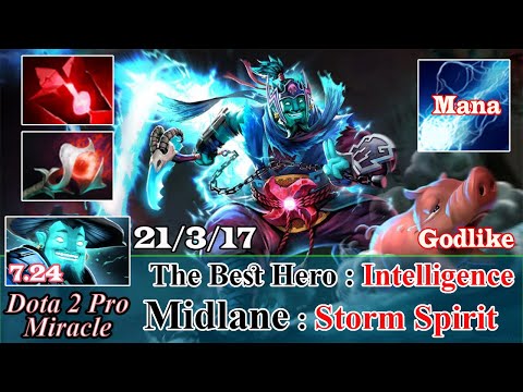 Nigma - Storm Spirit Midlane 12 Kill - Dota 2 Pro Miracle Spotlight Gameplay Patch 7.24 - Dota 2 Pro