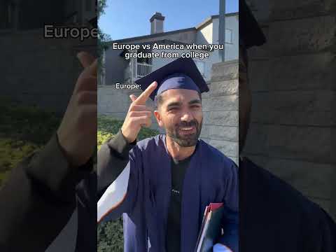 Europe vs America when you graduate from college. #shorts #skit #funny