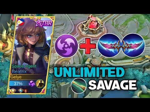 BEATRIX + GELYE ONEHIT BUILD = UNLIMITED SAVAGE(must try)  - MLBB
