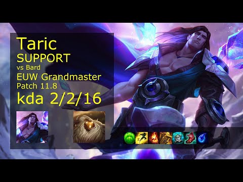 Taric Support vs Bard - EUW Grandmaster 2/2/16 Patch 11.8 Gameplay