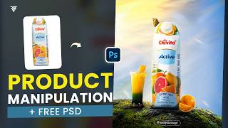 Create Realistic Orange Juice Product Manipulation in Photoshop | Free PSD File (Breakdown Video)