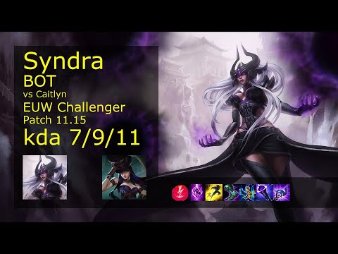 Syndra Bot & Sett vs Caitlyn & Karma - EUW Challenger 7/9/11 Patch 11.15 Gameplay