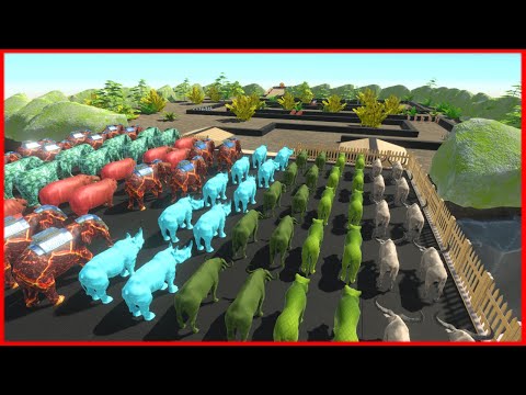 Colored Modern Mammals vs All Humans Championship | Animal Revolt Battle Simulator