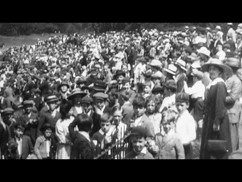 Schoolkids invade the Crystal Palace for a sports meeting in 1908