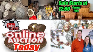Live 3hr auction Coins, Crystal, trinkets, Jewelry, Longaberger baskets and much more.