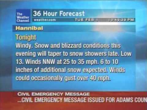 WeatherStar XL - Civil Emergency Msg Crawl (Feb 1, 2011)