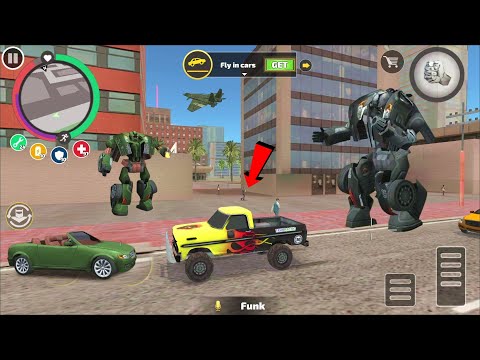 Rope Hero Vice Town (Transformer Monster Truck and Crazy Police Car Robot) ROBOT Capture Army Base