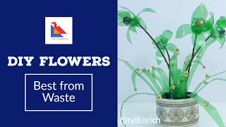 DIY: How to Craft beautiful Flowers from waste bottle and decorate your home.