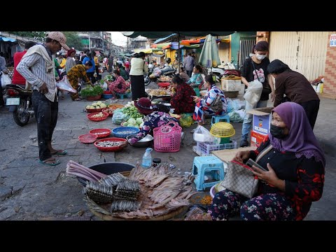 Cambodia Evening Street Market - Daily Activities & Lifestyle of Vendors Selling Food For Dinner