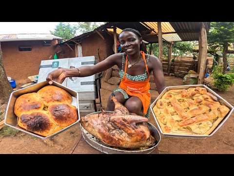 Happy Thanksgiving From African village |Turkey, Apple Pie, Bread Cooking  In my Village