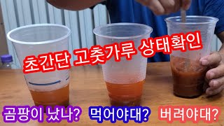 곰팡이난 고춧가루 초간단 식별법 종이컵 하나로 끝~  고추가루 햇고추 솔림농원