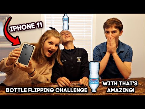 BOTTLE FLIPPING CHALLENGE FOR THE IPHONE 11! | Match Up