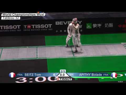 2018 246 T32 11 M S Individual Wuxi World Championships GREEN APITHY FRA vs SEITZ FRA