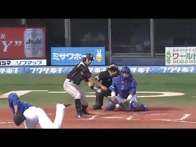 【6回裏】ベイスターズ・井納の決め球をマリーンズ・根元が右手一本で巧打!! 2015/5/30 M-DB