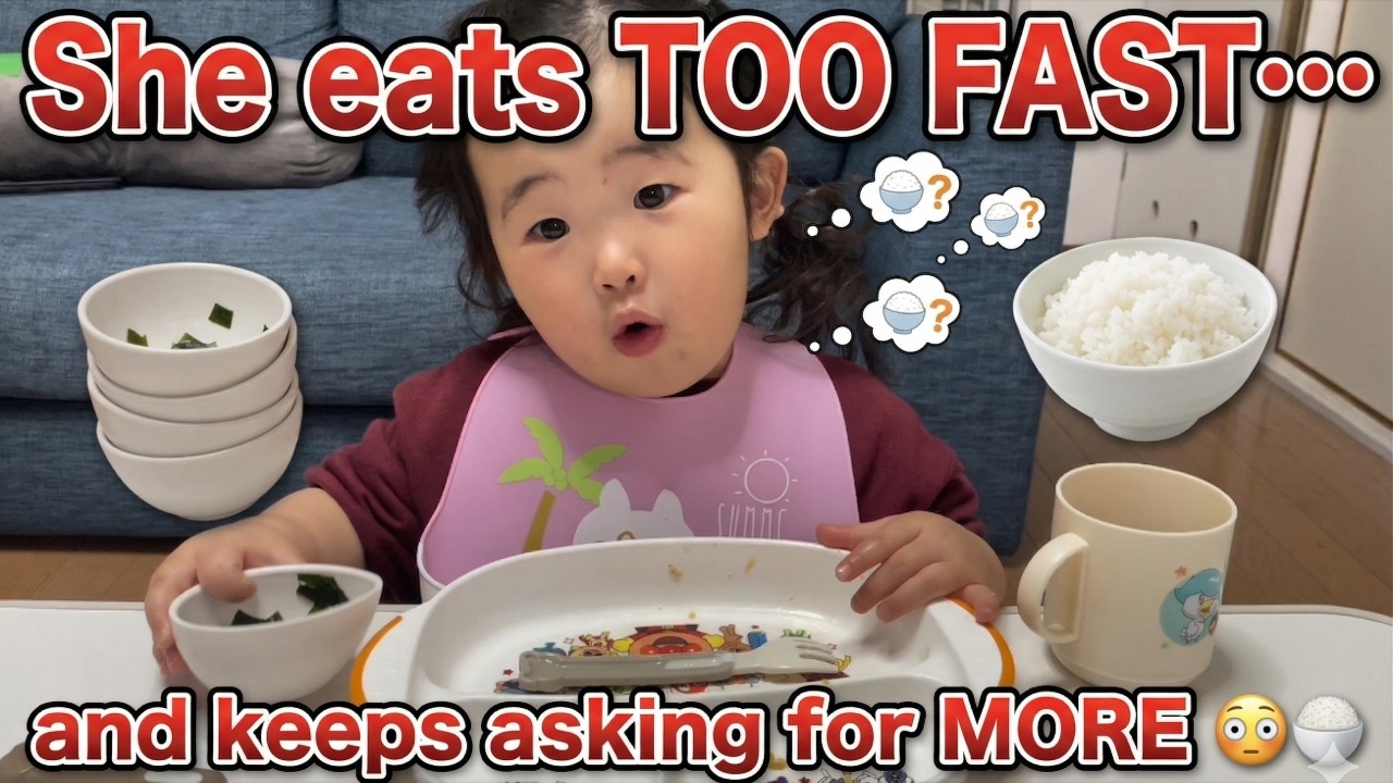 She eats TOO FAST… and keeps asking for MORE 😳🍚 #babyfood