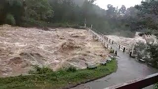 Monsoon Rains Cause River To Flood Bridge In Kerala